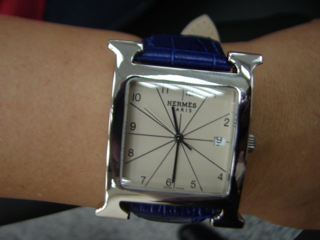 台中流當品拍賣 流當手錶 原裝 HERMES 愛馬仕 大H 不鏽鋼 石英錶 9成5新