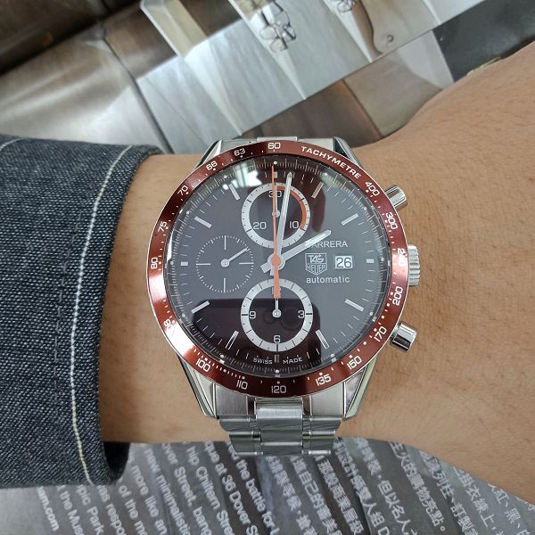 台中當鋪流當手錶拍賣 原裝 TAG Heuer 豪雅 CARRERA 計時 自動 男錶 9成5新 附盒 喜歡價可議KR003